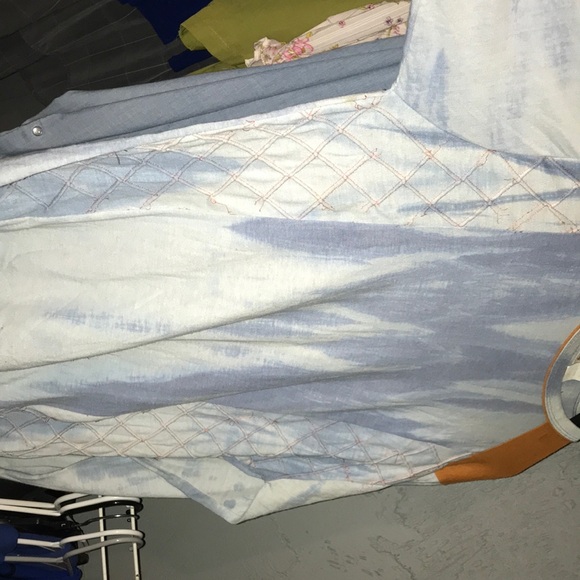 Blue and Orange Tie-Dye Long Sleeve Shirt - Picture 4 of 5